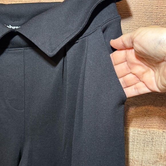 🌻 Betabrand Fold Over Pleated Wide Leg Dress Pants Yoga Black Size S - Picture 5 of 8